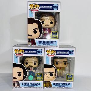 Funko Pop! Anchorman Set of 3 - Ron Burgundy #947, Brian #949, Brick #950